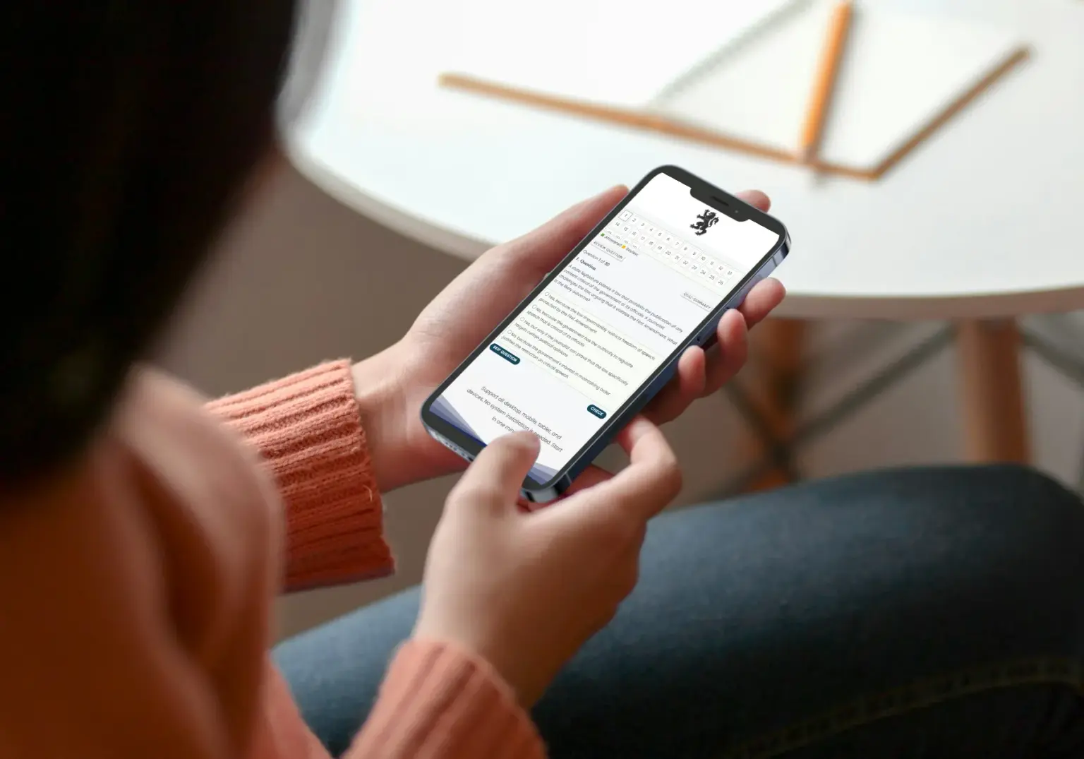 Candidate using NPLEX Prep on mobile